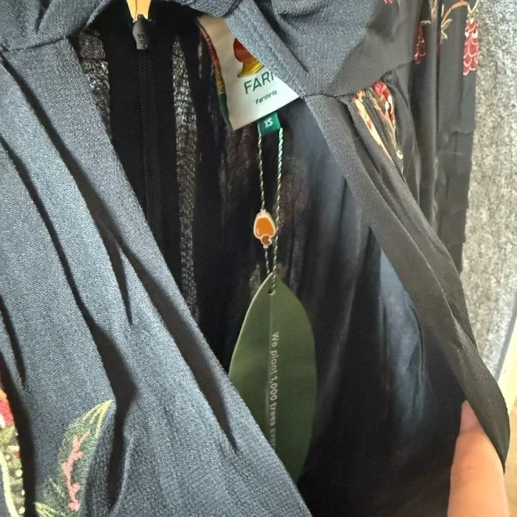 Farm Rio Black Berry Garden Long Sleeve Pleated Maxi Dress - Picture 9 of 11